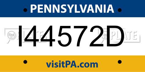 I44572D Pennsylvania License Plate