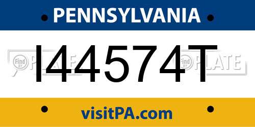 I44574T Pennsylvania License Plate