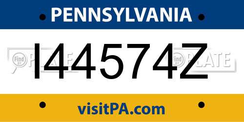 I44574Z Pennsylvania License Plate