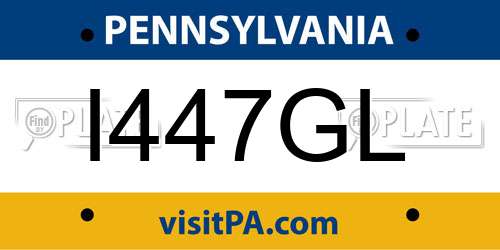 I447GL Pennsylvania License Plate