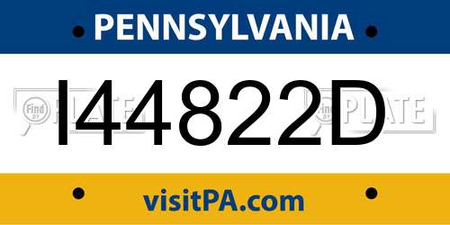 I44822D Pennsylvania License Plate