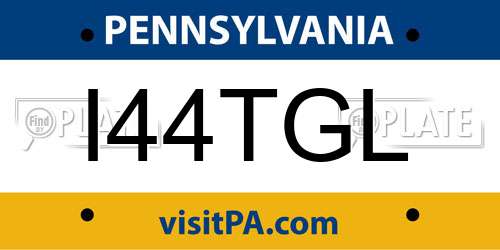 I44TGL Pennsylvania License Plate