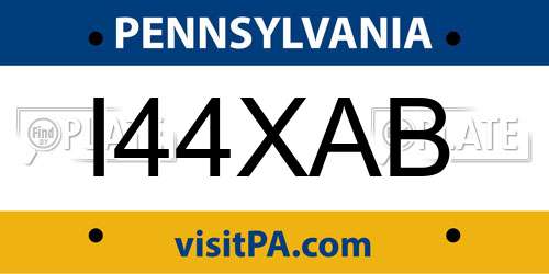 I44XAB Pennsylvania License Plate
