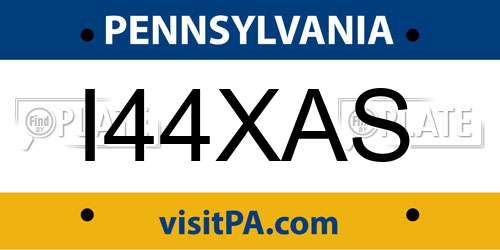 I44XAS Pennsylvania License Plate