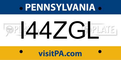 I44ZGL Pennsylvania License Plate