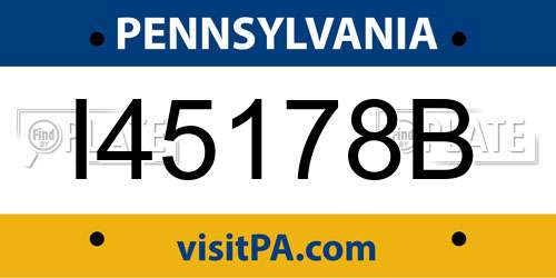 I45178B Pennsylvania License Plate
