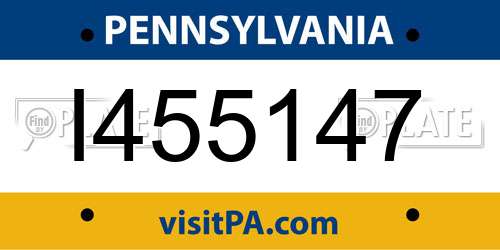 I455147 Pennsylvania License Plate