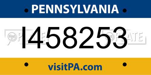 I458253 Pennsylvania License Plate