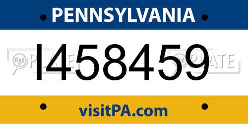 I458459 Pennsylvania License Plate