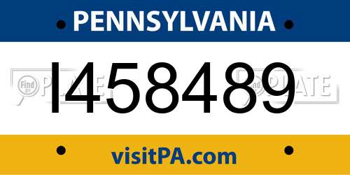 I458489 Pennsylvania License Plate