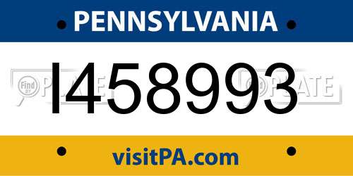 I458993 Pennsylvania License Plate
