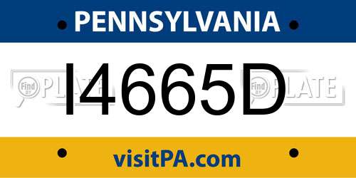 I4665D Pennsylvania License Plate