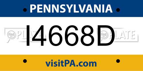 I4668D Pennsylvania License Plate