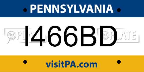 I466BD Pennsylvania License Plate