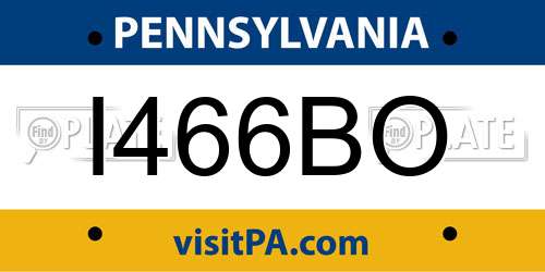 I466BO Pennsylvania License Plate