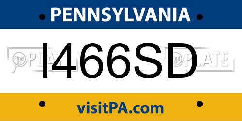 I466SD Pennsylvania License Plate