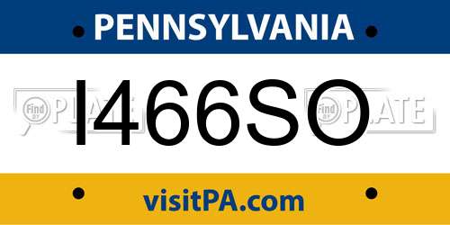 I466SO Pennsylvania License Plate