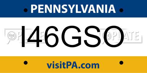I46GSO Pennsylvania License Plate