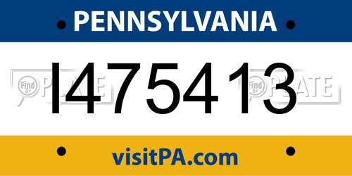I475413 Pennsylvania License Plate