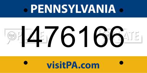 I476166 Pennsylvania License Plate
