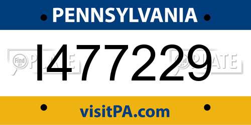 I477229 Pennsylvania License Plate