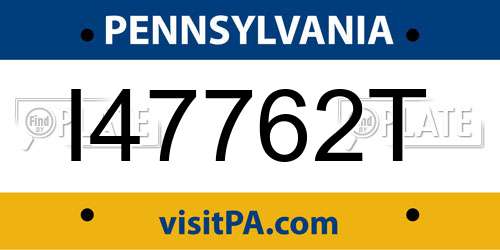 I47762T Pennsylvania License Plate