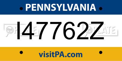 I47762Z Pennsylvania License Plate