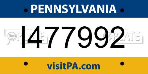 I477992 Pennsylvania License Plate