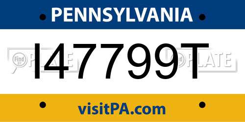 I47799T Pennsylvania License Plate