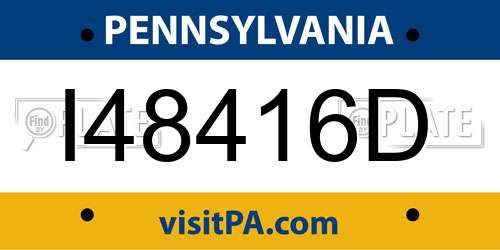 I48416D Pennsylvania License Plate