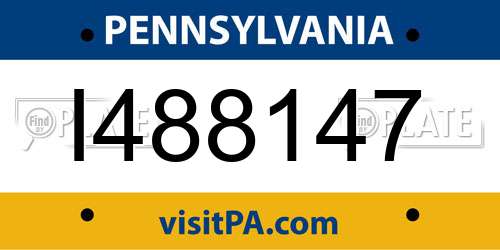 I488147 Pennsylvania License Plate