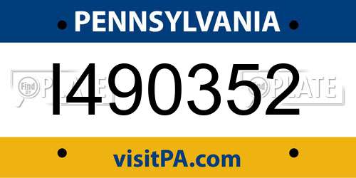 I490352 Pennsylvania License Plate