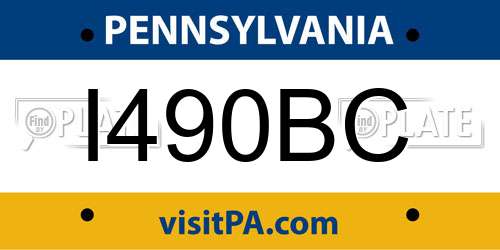 I490BC Pennsylvania License Plate