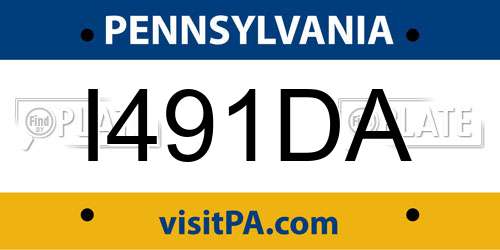 I491DA Pennsylvania License Plate