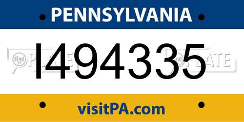 I494335 Pennsylvania License Plate