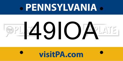 I49IOA Pennsylvania License Plate
