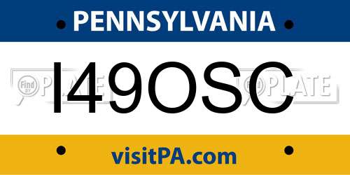 I49OSC Pennsylvania License Plate