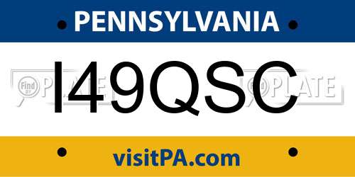 I49QSC Pennsylvania License Plate