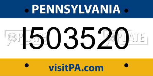 I503520 Pennsylvania License Plate
