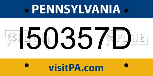 I50357D Pennsylvania License Plate