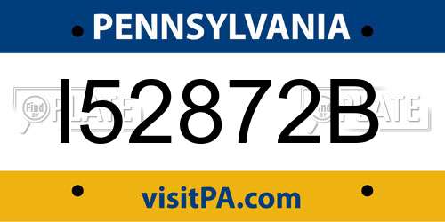 I52872B Pennsylvania License Plate