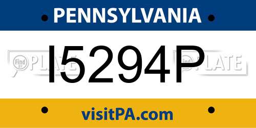I5294P Pennsylvania License Plate