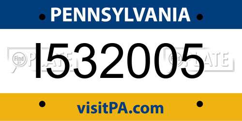 I532005 Pennsylvania License Plate