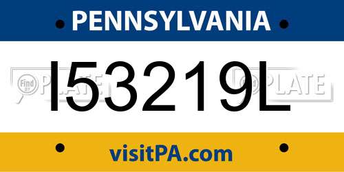 I53219L Pennsylvania License Plate