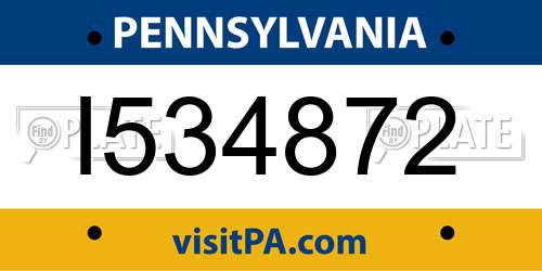 I534872 Pennsylvania License Plate