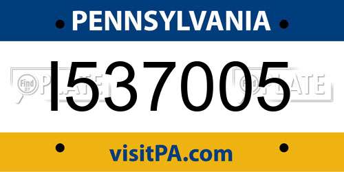 I537005 Pennsylvania License Plate