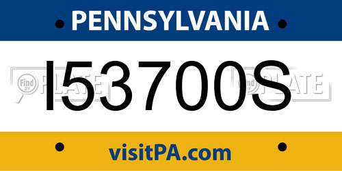 I53700S Pennsylvania License Plate
