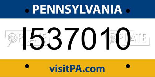 I537010 Pennsylvania License Plate