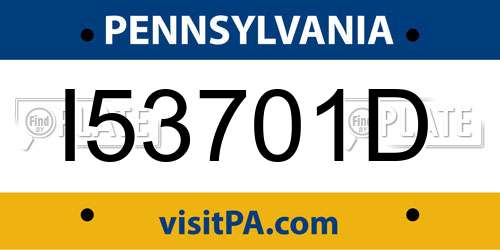 I53701D Pennsylvania License Plate