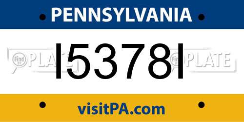 I5378I Pennsylvania License Plate